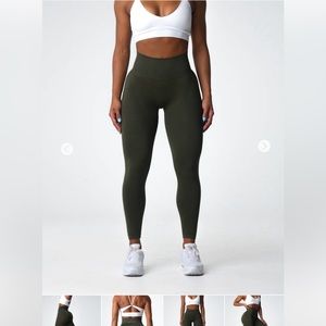 Olive performance leggings.